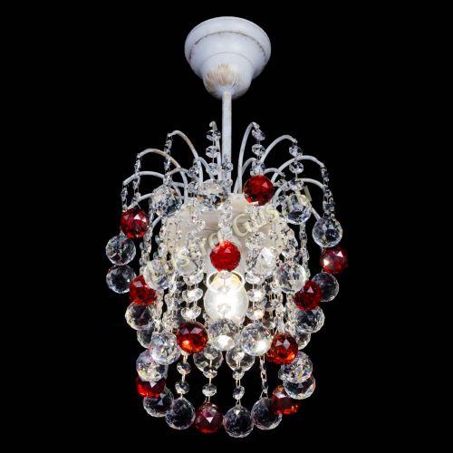 Люстра Зима шар красная (белая патина)  в Сочи Гусь Хрустальный