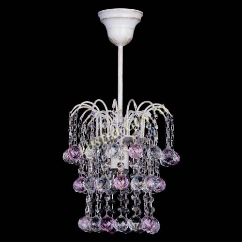 Люстра Зима шар розовая (белая патина)  в Сочи Гусь Хрустальный