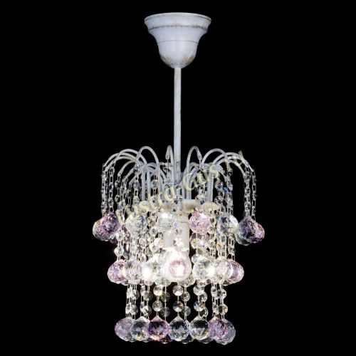 Люстра Зима шар розовая (белая патина)  в Сочи Гусь Хрустальный