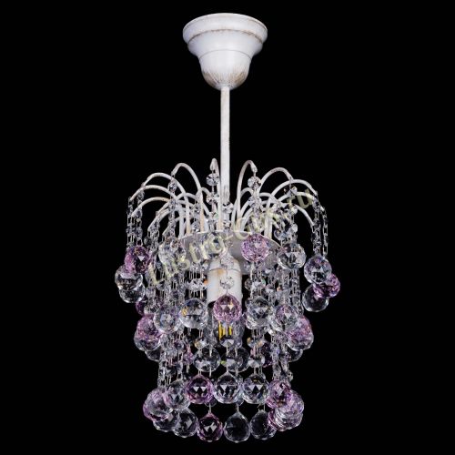 Люстра Зима шар розовая (белая патина)  в Сочи Гусь Хрустальный