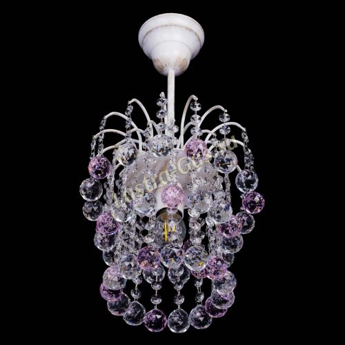 Люстра Зима шар розовая (белая патина)  в Сочи Гусь Хрустальный