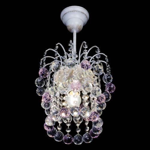 Люстра Зима шар розовая (белая патина)  в Сочи Гусь Хрустальный