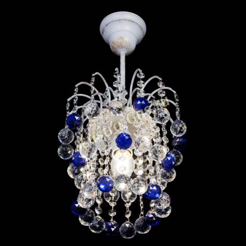 Люстра Зима шар синяя (белая патина)  в Сочи Гусь Хрустальный