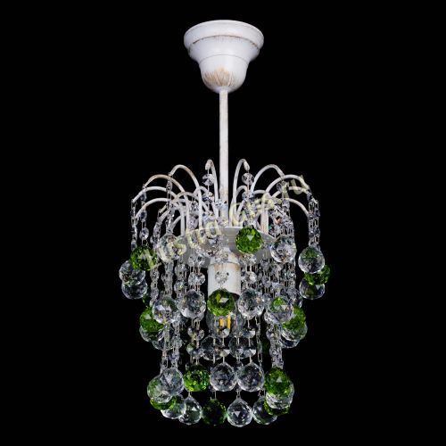 Люстра Зима шар зеленая (белая патина)  в Сочи Гусь Хрустальный