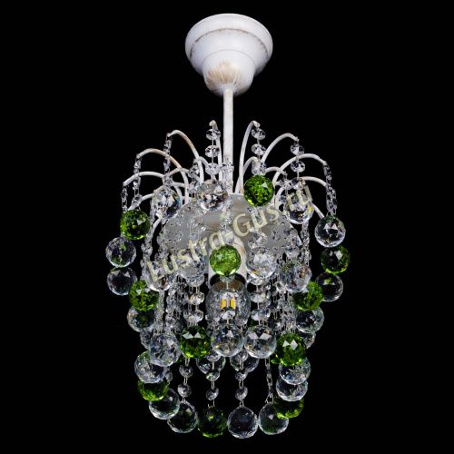 Люстра Зима шар зеленая (белая патина)  в Сочи Гусь Хрустальный