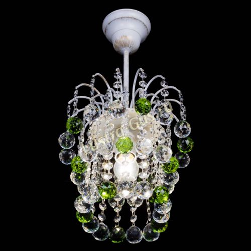 Люстра Зима шар зеленая (белая патина)  в Сочи Гусь Хрустальный