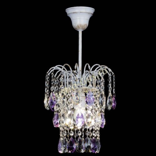 Люстра Зима журавлик фиолетовая (белая патина) в Сочи Гусь Хрустальный