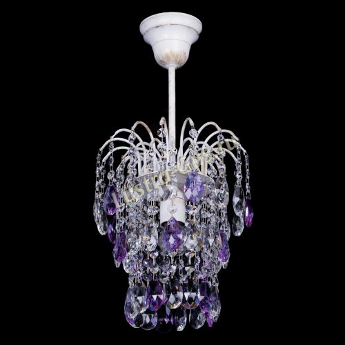 Люстра Зима журавлик фиолетовая (белая патина) в Сочи Гусь Хрустальный