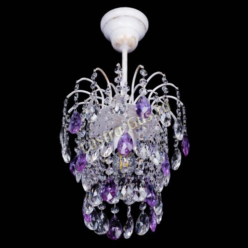 Люстра Зима журавлик фиолетовая (белая патина) в Сочи Гусь Хрустальный