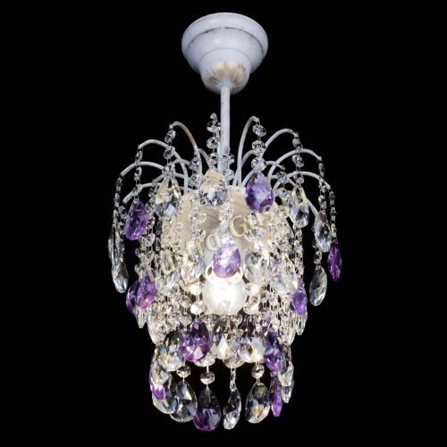 Люстра Зима журавлик фиолетовая (белая патина) в Сочи Гусь Хрустальный