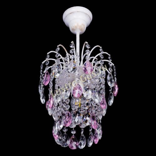 Люстра Зима журавлик розовая (белая патина) в Сочи Гусь Хрустальный