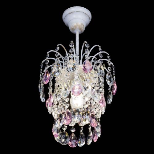 Люстра Зима журавлик розовая (белая патина) в Сочи Гусь Хрустальный