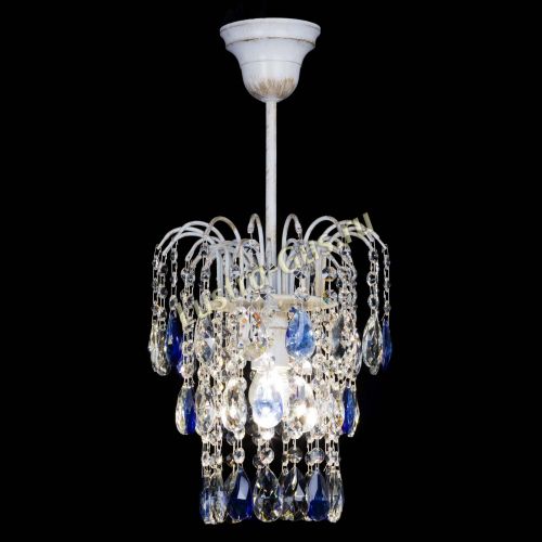 Люстра Зима журавлик синяя (белая патина) в Сочи Гусь Хрустальный