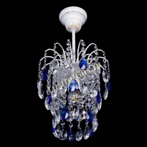 Люстра Зима журавлик синяя (белая патина) в Сочи Гусь Хрустальный