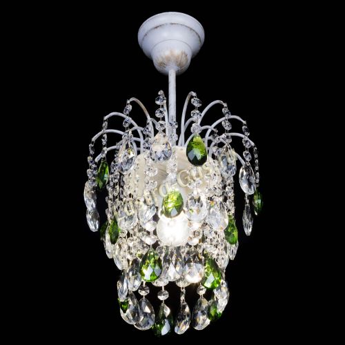 Люстра Зима журавлик зеленая (белая патина) в Сочи Гусь Хрустальный