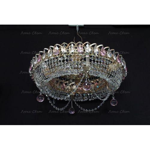 Люстра Кольцо блин розовая в Сочи Гусь Хрустальный