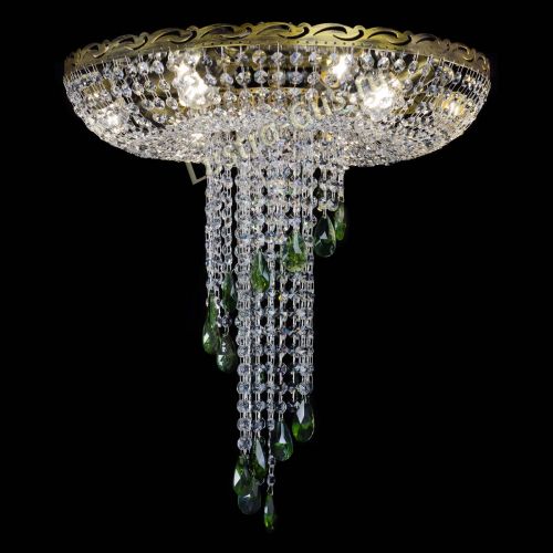 Люстра Диана №6 журавлик зеленая под бронзу  в Сочи Гусь Хрустальный