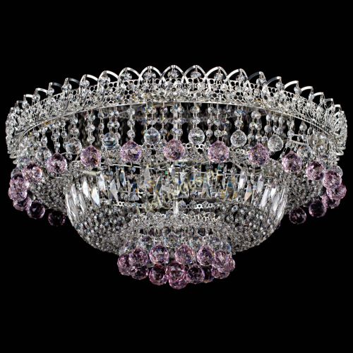 Люстра Хрустальный каскад №3 Шар розовая в Сочи Гусь Хрустальный