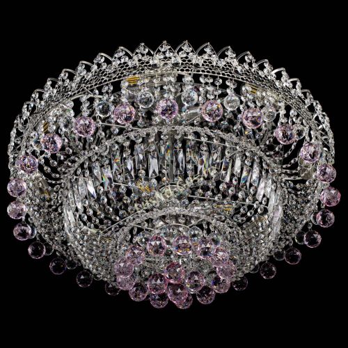 Люстра Хрустальный каскад №3 Шар розовая в Сочи Гусь Хрустальный