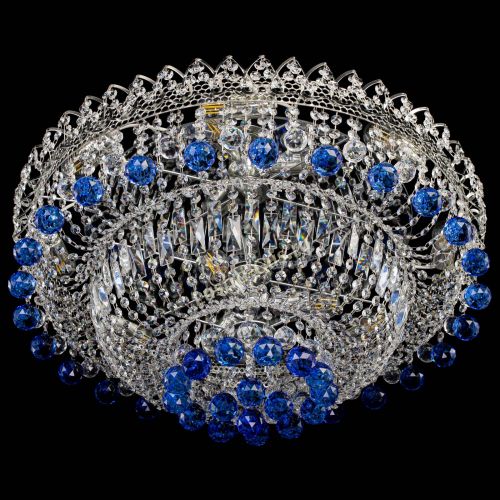 Люстра Хрустальный каскад №3 Шар синяя в Сочи Гусь Хрустальный