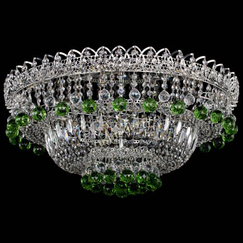 Люстра Хрустальный каскад №3 Шар зеленая в Сочи Гусь Хрустальный