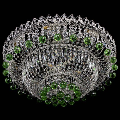 Люстра Хрустальный каскад №3 Шар зеленая в Сочи Гусь Хрустальный