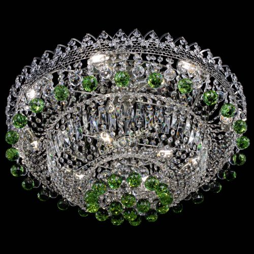 Люстра Хрустальный каскад №3 Шар зеленая в Сочи Гусь Хрустальный