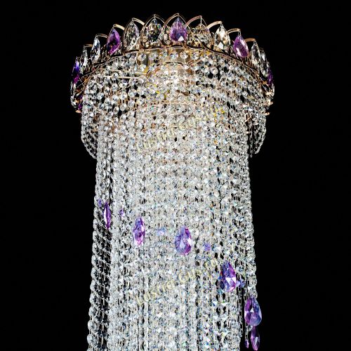 Люстра Хрустальный Каскад №5 фиолетовый в Сочи Гусь Хрустальный