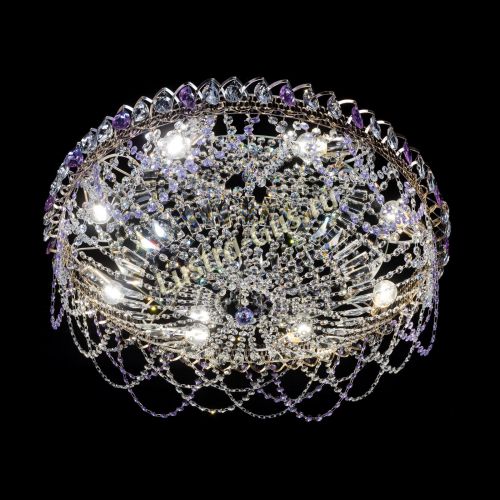 Люстра Каскад Ажур 700 мм фиолетовый в Сочи Гусь Хрустальный