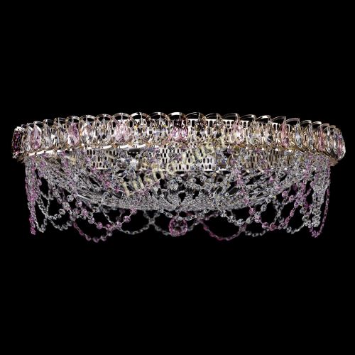 Люстра Каскад Ажур 700 мм розовый в Сочи Гусь Хрустальный