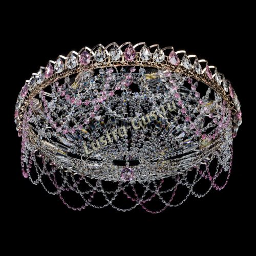 Люстра Каскад Ажур 700 мм розовый в Сочи Гусь Хрустальный