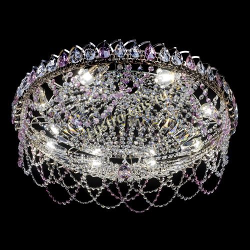 Люстра Каскад Ажур 700 мм розовый в Сочи Гусь Хрустальный