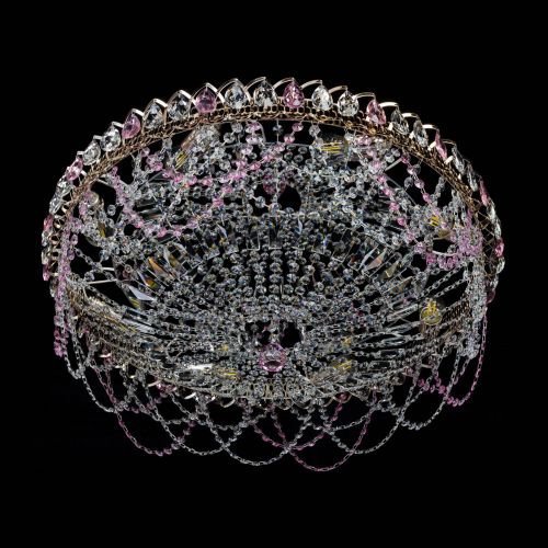 Люстра Каскад Ажур 700 мм розовый в Сочи Гусь Хрустальный