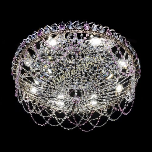 Люстра Каскад Ажур 700 мм розовый в Сочи Гусь Хрустальный