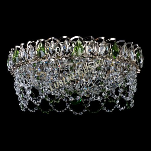 Люстра Хрустальный Каскад Ажур зеленый в Сочи Гусь Хрустальный