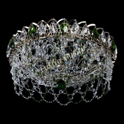 Люстра Хрустальный Каскад Ажур зеленый в Сочи Гусь Хрустальный