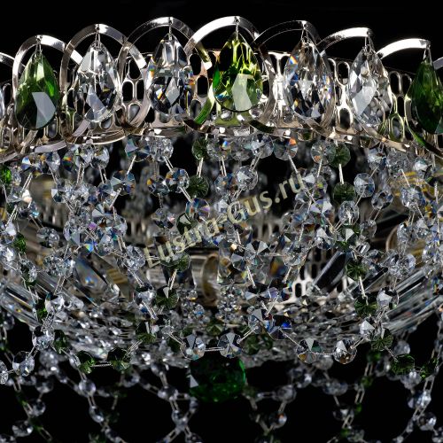 Люстра Хрустальный Каскад Ажур зеленый в Сочи Гусь Хрустальный