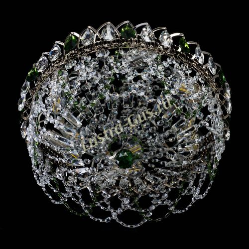 Люстра Хрустальный Каскад Ажур зеленый в Сочи Гусь Хрустальный