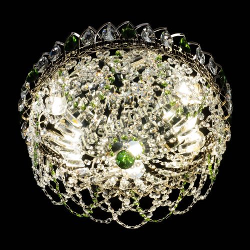 Люстра Хрустальный Каскад Ажур зеленый в Сочи Гусь Хрустальный