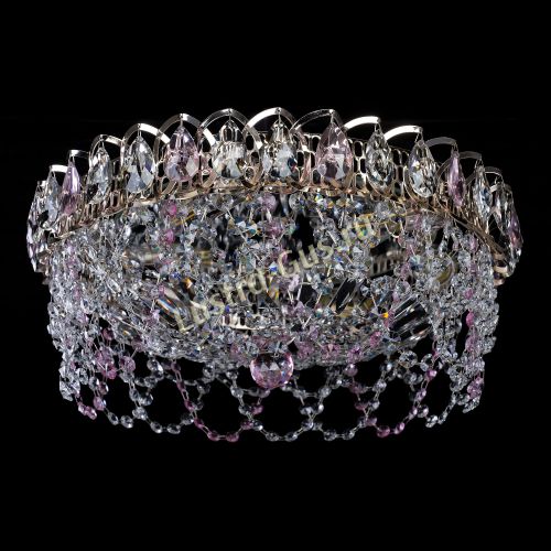 Люстра Хрустальный Каскад Ажур розовый в Сочи Гусь Хрустальный