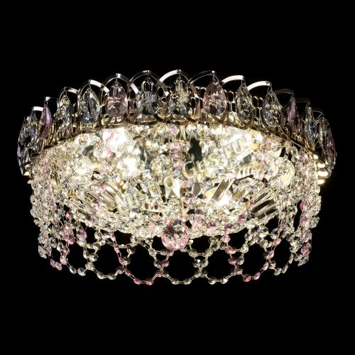 Люстра Хрустальный Каскад Ажур розовый в Сочи Гусь Хрустальный