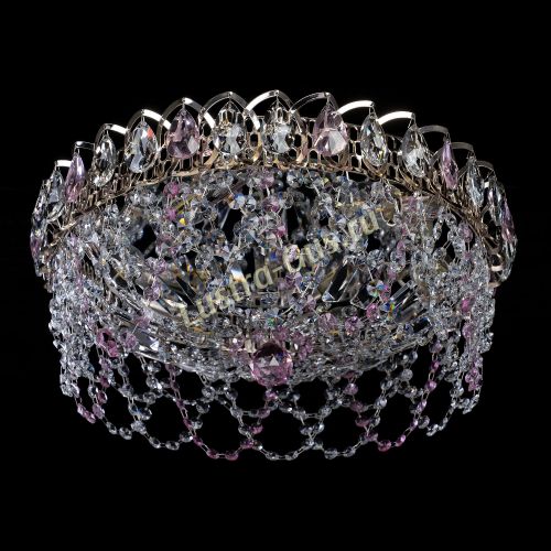 Люстра Хрустальный Каскад Ажур розовый в Сочи Гусь Хрустальный