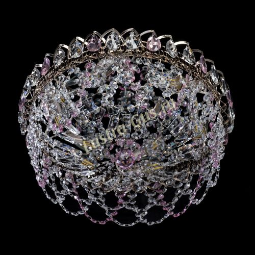 Люстра Хрустальный Каскад Ажур розовый в Сочи Гусь Хрустальный