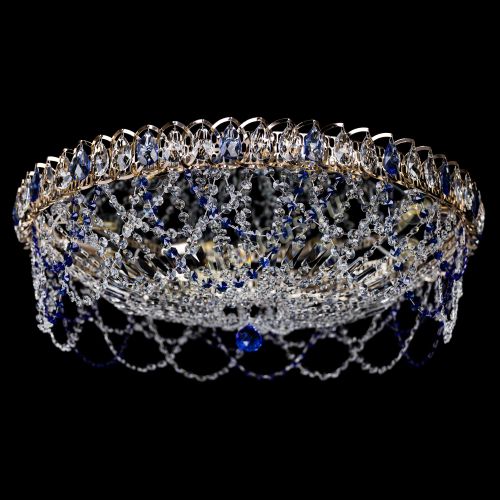 Люстра Каскад Ажур 700 мм синий в Сочи Гусь Хрустальный