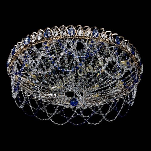 Люстра Каскад Ажур 700 мм синий в Сочи Гусь Хрустальный