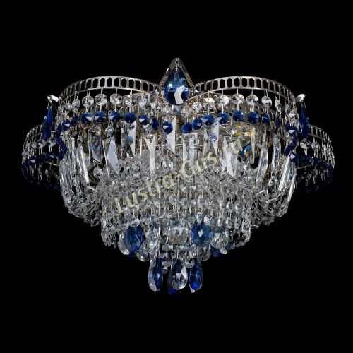 Люстра Камея №1 - 3 лампы синяя в Сочи Гусь Хрустальный