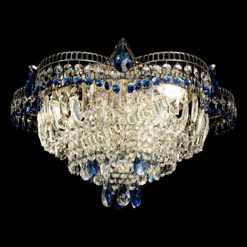 Люстра Камея №1 - 3 лампы синяя в Сочи Гусь Хрустальный