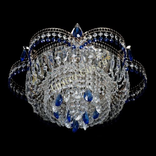 Люстра Камея №1 - 3 лампы синяя в Сочи Гусь Хрустальный