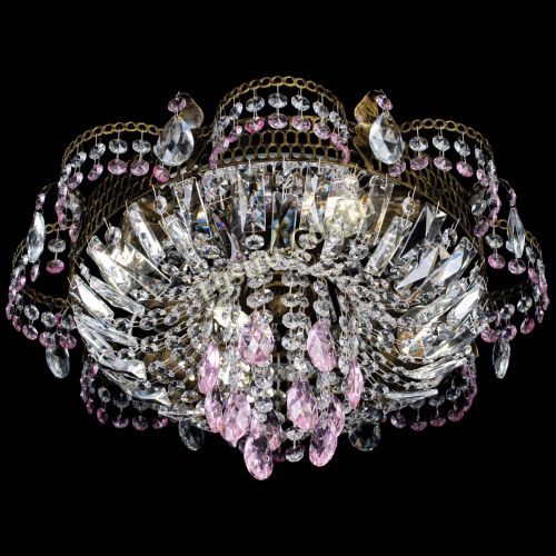 Люстра Камея №4 под бронзу розовая в Сочи Гусь Хрустальный