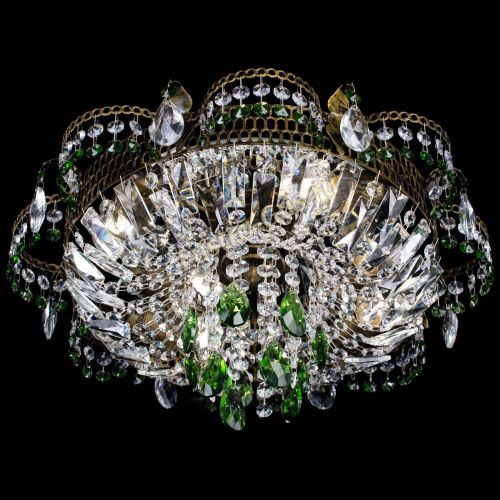 Люстра Камея №4 под бронзу зеленая в Сочи Гусь Хрустальный